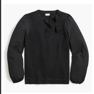 J. Crew Factory Mixed-media sweater with bow BC538